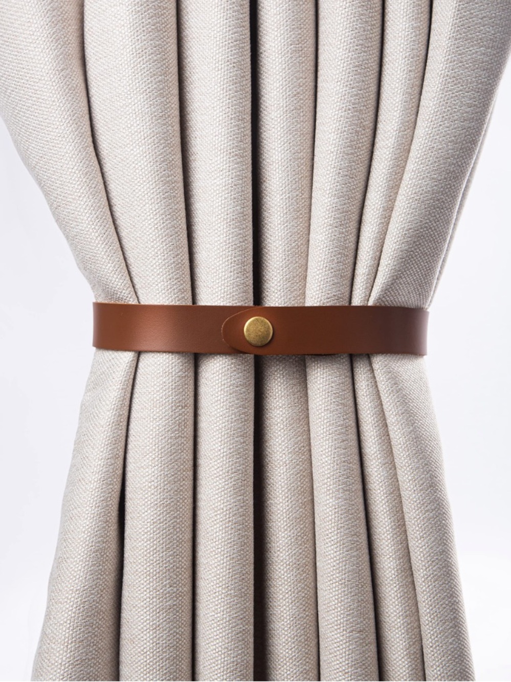 PU Leather Curtain Tiebacks - LIGHT BROWN